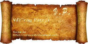 Váray Patrik névjegykártya